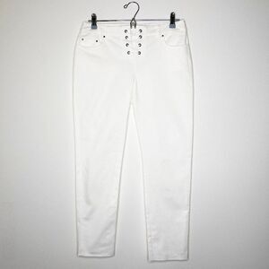 REBECCA MINKOFF Jalanda White Lace Up Jeans 